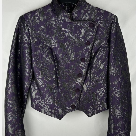 Vtg Hobby Horse Clothing Purple Metallic Jacquard Show Jacket Sz M Western Rodeo - Picture 1 of 5